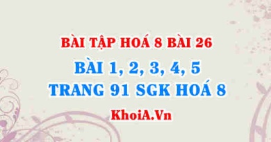 Bài tập 1, 2, 3, 4, 5 trang 91 SGK Hoá 8: Oxit, công thức của Oxit, cách gọi tên Oxit và phân loại